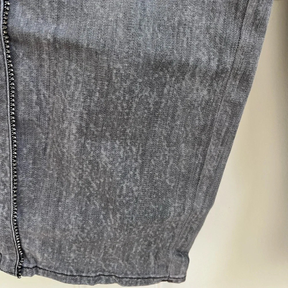 14s 14 short whbm straight embellished jeans gray side stripe beads cropped